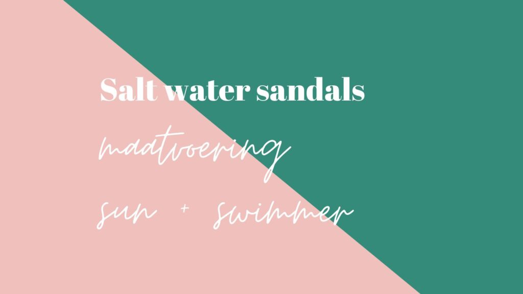 Salt water sandals maattabel surfer – swimmer – shark