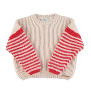Piupiuchick knitted trui ecru red stripes