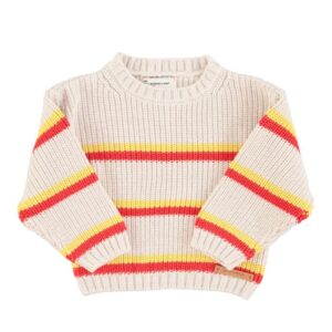 Piupiuchick knitted sweat ecru yellow red