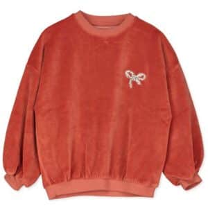 Lotiekids velvel sweater bow clay
